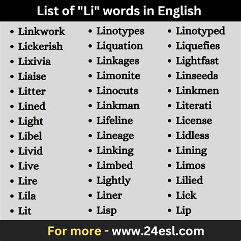 words that begin with li